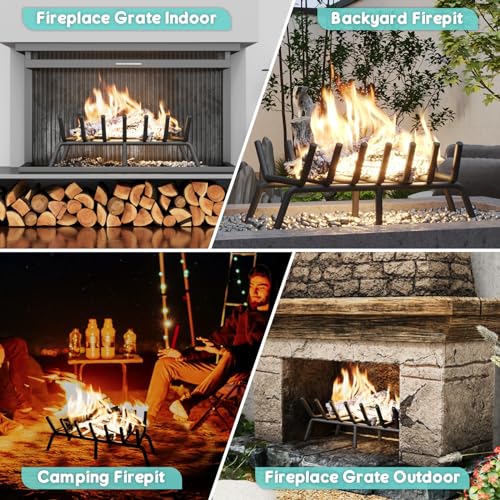 21-Inch Fireplace Grate, Heavy Duty 7-Bar Log Rack Holder - Image 7