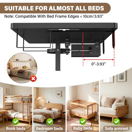 Bedside Shelf, Metal Shelf for Dorm Room Clip On Floating (Black) - Image 7