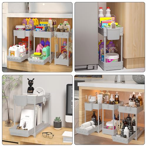Sevenblue 3-Pack 2-Tier Under Sink Organizers with Sliding - Image 7
