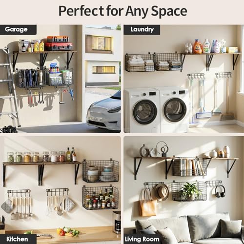 Housolution Garage Shelving Wall Mounted with Basket & - Image 7