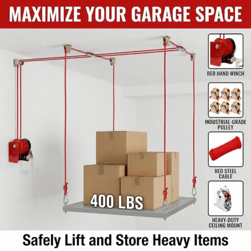 Overhead Garage Storage Lift Hoist, 400 lbs Ceiling Garage - Image 7