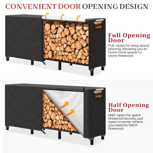 8FT Waterproof Firewood Rack Cover with Vent & Adhesive - Image 8