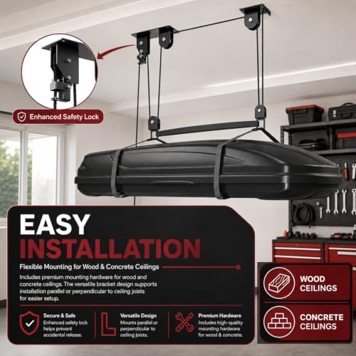 Cargo Box Pulley System, Garage Ceiling Hoist Rooftop | Garage Storage - Image 7