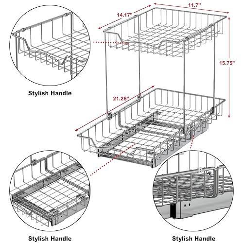 Simple Houseware 2-Tier (L+L) Pull Out Under Cabinet | Pull Out Organi - Image 3