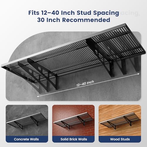 Garage Wall Shelves Heavy Duty 2-Pack, Wall Mounted Metal - Image 7