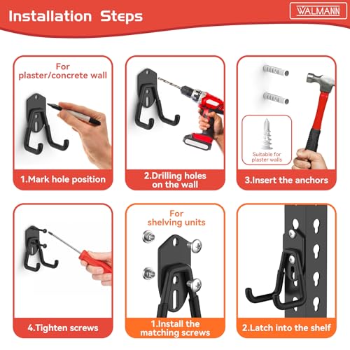 WALMANN Garage Storage Hooks, Wall Mount Utility Hooks for Tools - Image 8