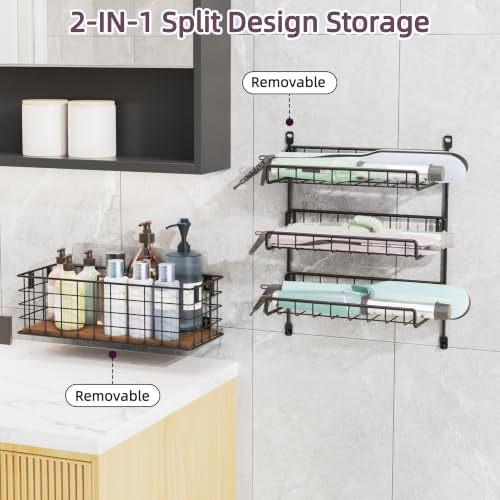 3-Tier Wall Mounted Hair Tool Organizer, Black - Image 7