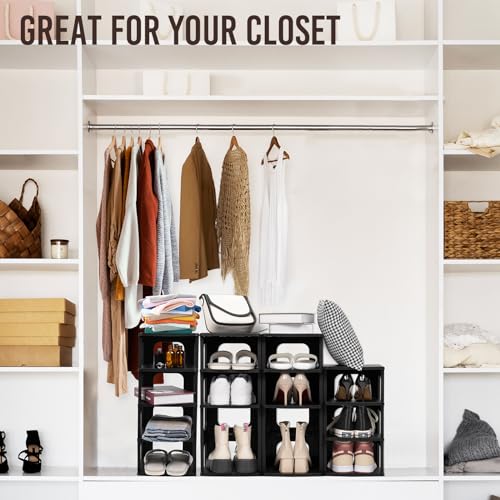 4-Tier Shoe Rack, Narrow Stackable Organizer, Black - Image 7