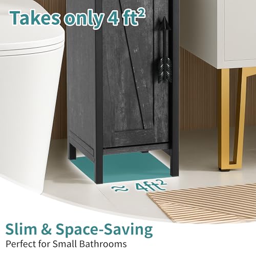 VECELO Small Bathroom Storage Cabinet, Slim Toilet Paper - Image 8