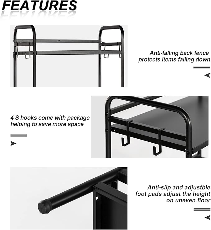 HDANI Storage Shelves, 3-Tier Metal Storage Rack with Shelf,Shelf Organizer,Garage Standing Shelving Unit for Laundry,Bathroom,Kitchen,Pantry, Closet,23.6''W X 13.8''D X 36.2 H''H,Black