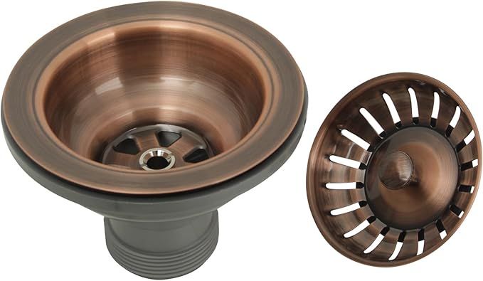Akicon Kitchen Sink Strainer Replacement for 3-1/2 Inch Standard Strainer Drain, Solid Brass with Post Styled Basket
