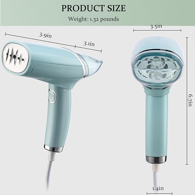 Handheld Clothing Steamer, 1000W Portable Foldable Stainless Steel Panel Steam Iron,A Small Clothing Wrinkle Remover Weighing 1.32 Pounds Suitable for Home, Travel & Office (Blue)