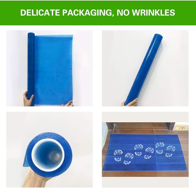 Sticky Mat, Reusable Adhesive Tacky Mat Floor Pad - Removes Dust, Dirt & Small Debris Sticky Floor Mat for Home Cleanroom Lab Hospital Construction Pets (23.6" x 35.5", Blue)