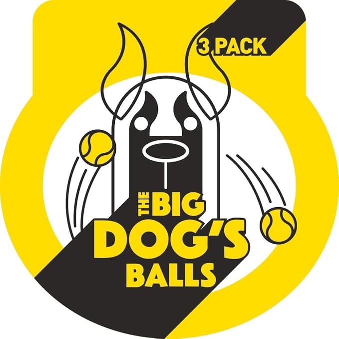 The Big Dog’s Balls Dog Tennis Balls for Large Dogs, Yellow, 3-Pack - Non-Abrasive Felt Fetch Balls, Tough Rubber Core, Float in Water
