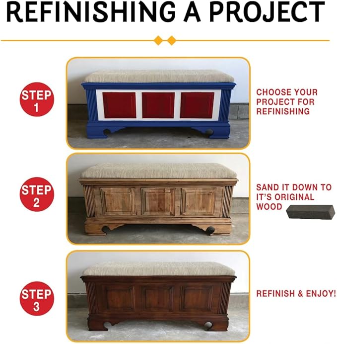 Strip 'N Sand Paint Remover 18 Blocks | NonβToxic, ChemicalβFree Paint & Varnish Stripper | Contour Sanding Blocks for Wood, Metal & Masonry | Ideal for Kitchen Cabinets, Furniture
