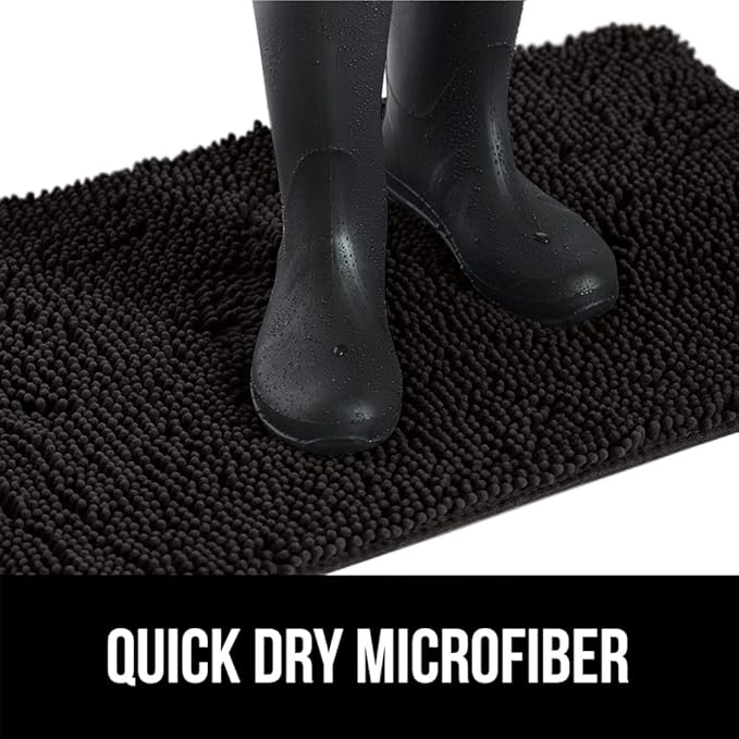 GORILLA GRIP SoakSTOPPER Dog Door Mat, Machine Washable Rug Absorbent Doormat Captures Moisture Mud Dirt, Quick Dry Soft Chenille Entryway Rugs Indoor Entrance Mats for Dog Paws, 24x16 Black