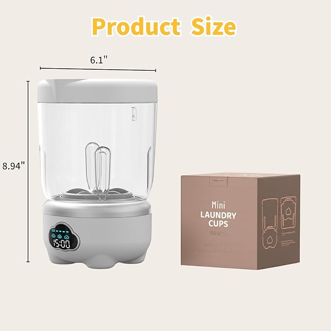 Portable Washing Machine, 6000mAh Underwear Washing Machine, 1.6L Cordless Mini Washer, 3 Cleaning Modes Laundry Machine, Built-in Storage Design for Apartment, Hotel, Dorm, RV, Home (White)