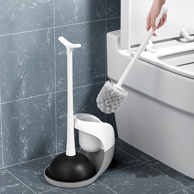 Toilet Plunger and Brush Set Plunger Toilet Brush Combo Bathroom Accessory Sets Bathroom Cleaning Tools Cleaning Brush Ergonomic Grip & Compact Storage
