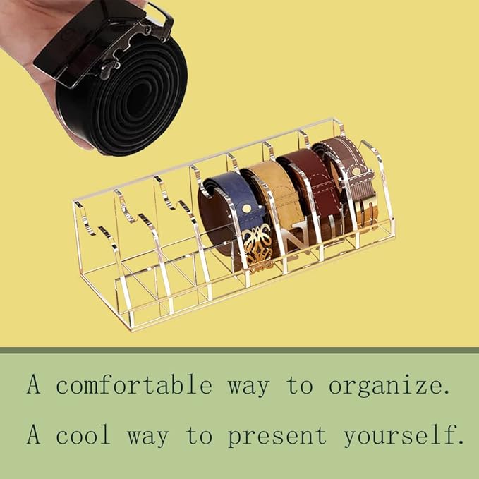 Acrylic Belt Organizer, 7 compartment,acrylic belt organizer for closet,belt checkroom and present for friends
