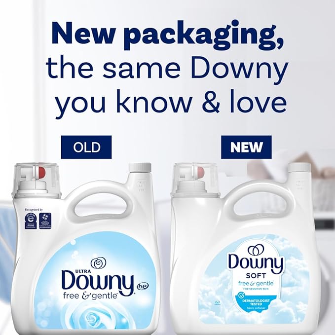 Downy Free & Gentle Liquid Fabric Softener, 140 fl oz, 190 Loads, Hypoallergenic, Sensitive Skin Friendly Fabric Conditioner Liquid
