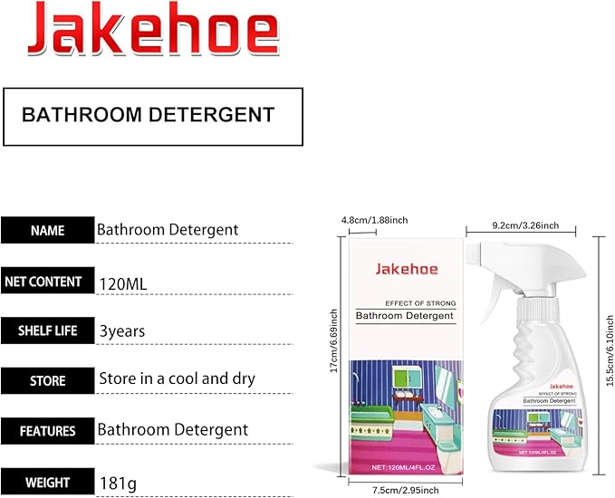 Bathroom Detergent Spray, 4 FL OZ, Glass and Tile Cleaner;Bathroom Cleaning; Water Stain Cleaning