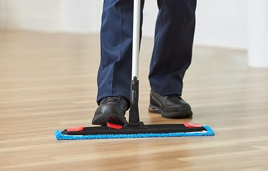 Rubbermaid Commercial Products Microfiber Adaptable Flat Mop 18" Frame for WaveBrake, Wringable, for Heavy-Duty Cleaning/Hardwood/Tile/Laminated Floors in Kitchen/Lobby/Office/Janitorial Areas
