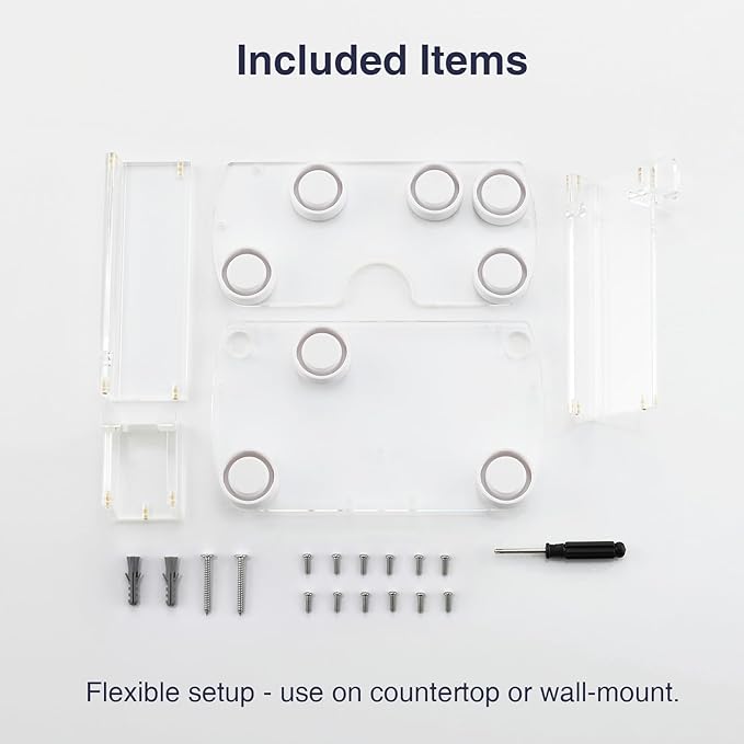 Acrylic Storage Holder for Dyson Airwrap Shark FlexFusion FlexStyle, Wall Mount Display Stand, Countertop Hair Tool Organizer for Vanity, Clear&White