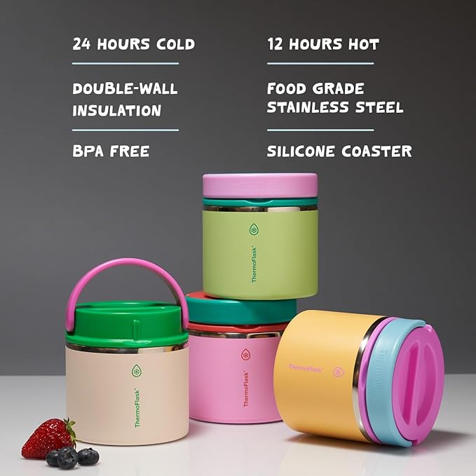 ThermoFlask 20 oz Double Wall Insulated Food Jar, Garden Party