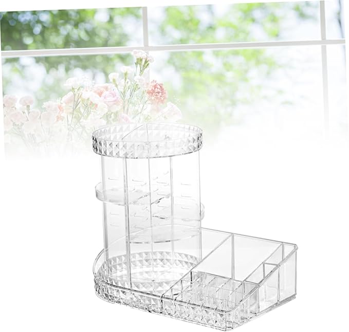 Vaguelly Acrylic Makeup Organizer Rotating Cosmetic Perfume Storage Rack for Vanity Desk Dresser Organizer