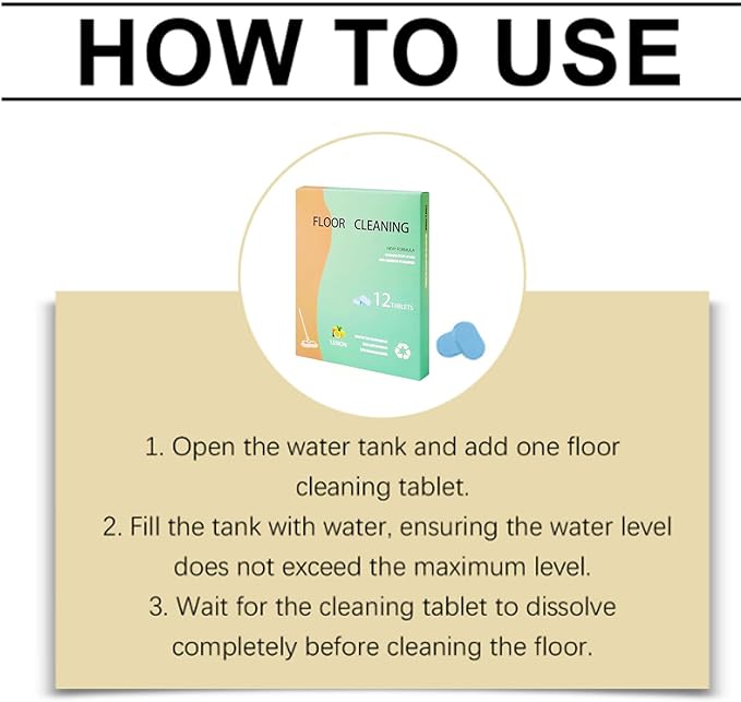 Floor Cleaning Tablets, 12PCS Floor Cleaner Tablets, High Shine & Deep Clean, Floor Cleaning Solution Tablet Lemon Scent, Flooring Protection Agent for Tile, Shine Wood (24PCS)