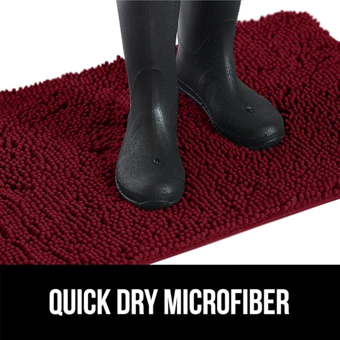 GORILLA GRIP SoakSTOPPER Dog Door Mat, 36x24 Machine Washable Rug Absorbent Doormat Captures Moisture Mud Dirt, Quick Dry Soft Chenille Entryway Rugs Indoor Entrance Mats for Dog Paws, Burgundy