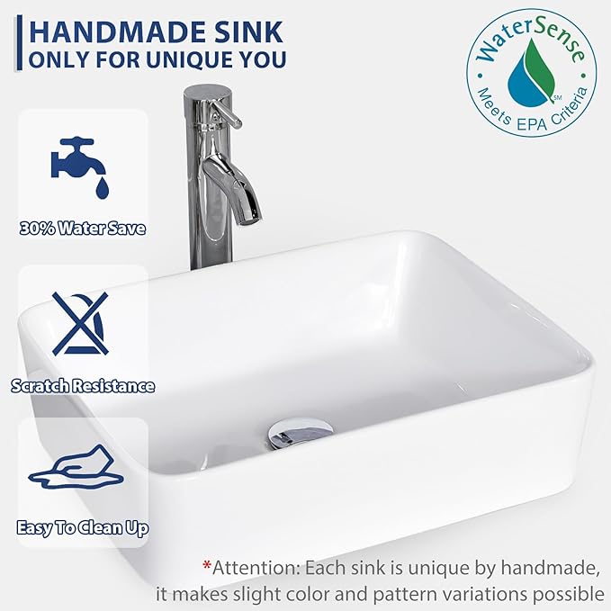 eclife 36" Modern Bathroom Vanity Sink Combo Freestanding Cabinet with Small Side Cabinet, White Rectangle Ceramic Vessel Sink, Water Save Faucet, Drain (Gray+T03)