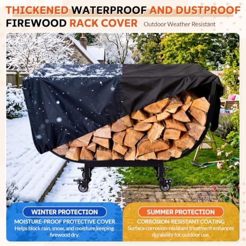 Outdoor Firewood Rack Set with Cover and Log Carrier - Image 7