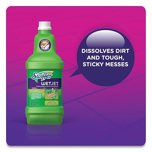 Procter & Gamble Swiffer 77809 Wetjet System Cleaning-Solution Refill, Original Scent, 1.25 L Bottle, 4/Carton