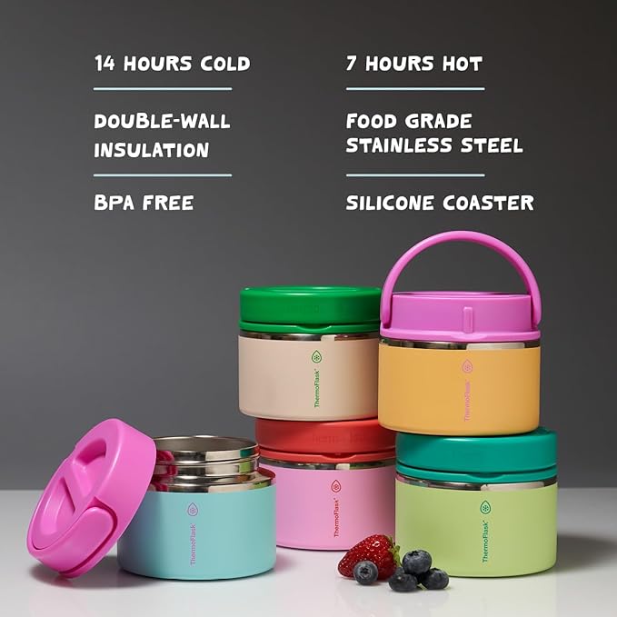 ThermoFlask 12 oz Double Wall Insulated Food Jar, Spring Blossom