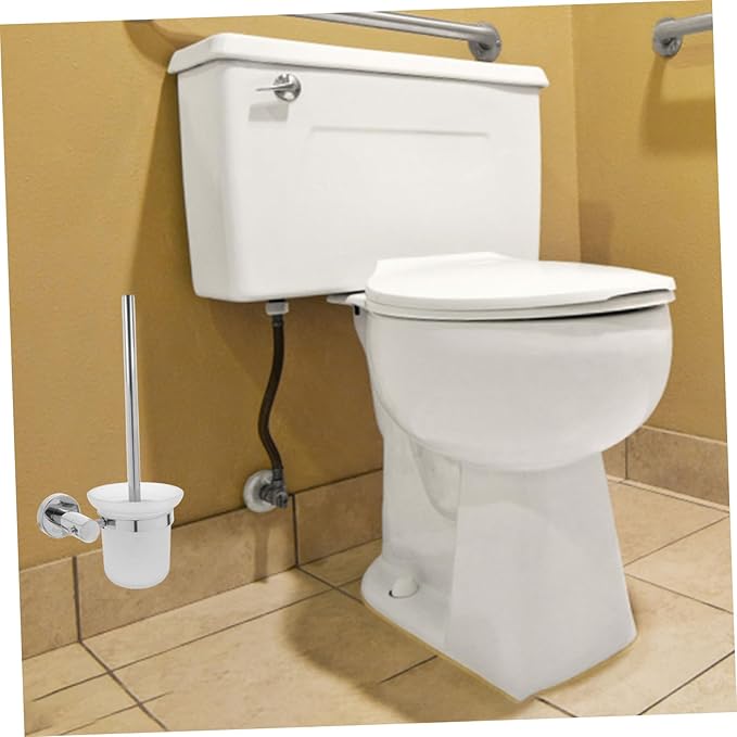 Stainless Steel Wall-Mounted Toilet Brush Set Elegant Holder for Bathroom Cleaning Space-Saving Design for and Rv Use