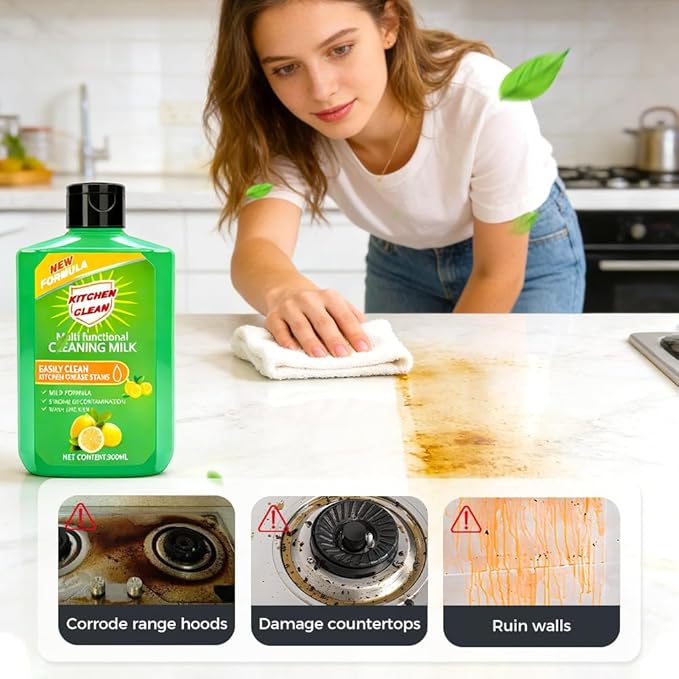 Fliwos Cleaning Milk House Cleaner, 2026 Upgraded Multifunctional Cleaner for Kitchen & Bathroom, Powerful Concentrated Cleansing Lotion, Multi-Purpose Cleaner, Effectively Remove Stains (Green 2Pcs)