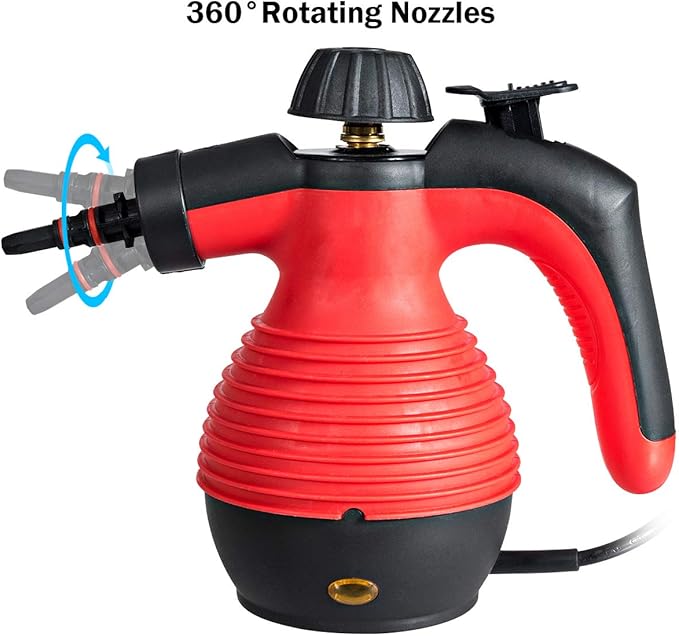 GOFLAME Steam Cleaner 1050W Handheld Multi-Purpose Powerful Steam, Sanitizer, Steamer, Steam Iron, Remove Stains/Grease from Bathroom, Kitchen (Red)
