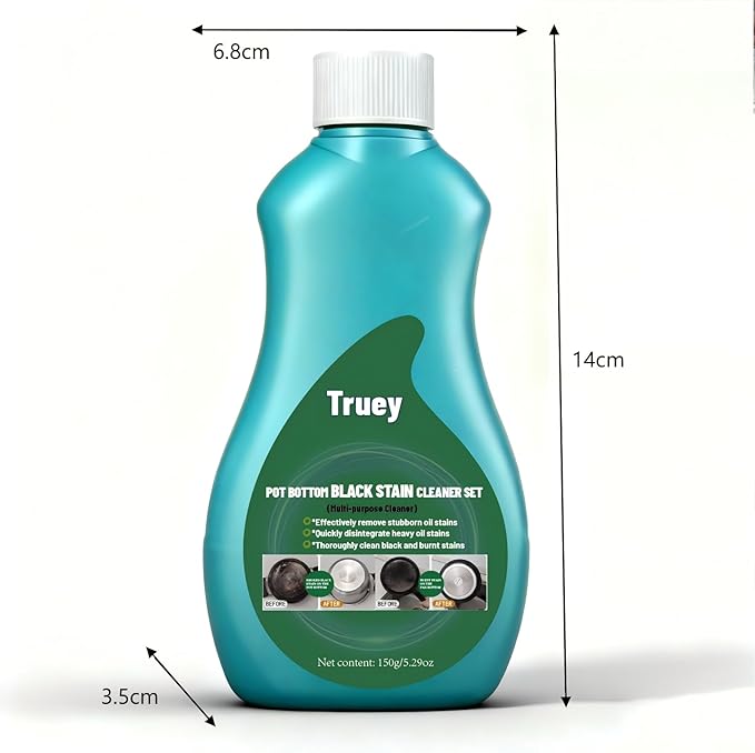 Truey Pot Bottom Black Stain Cleaner Set,Pot and Pan Bottom Cleaning Paste,Powerful Kitchenware Cleaner, Cooktop Pot Cleaner Effortless for Burned Cookware,Multi-purpose Oil Stain Remover (150g) (3)