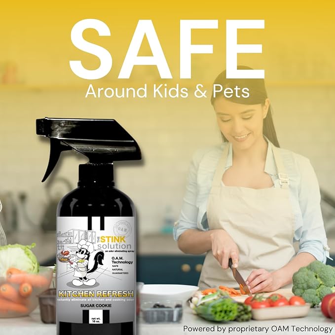 The Stink Solution Kitchen Odor Eliminator For Strong Odor: Garbage Can & Refrigerator Deodorizer, Cooking & Trash Smell Remover 2 16 oz Bottles (Sugar Cookie Scent)