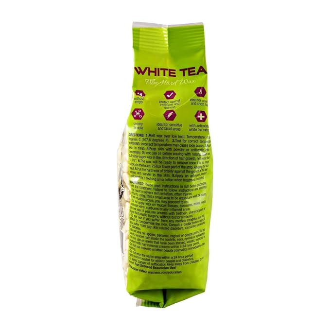 Waxness Film Hard Wax Beads White Tea Cream 1.1 lb (500 g) – Stripless Professional Hard Wax with White Tea Scent for Face & Body, Smooth Application – Made in Italy