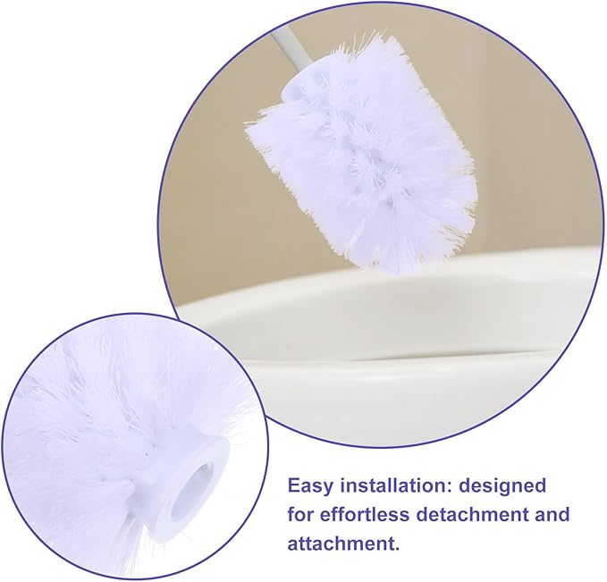 Cabilock 10pcs Replaceable Head Toilet Brush Set, Stainless Steel Scrub Brush Replacement Heads 75x100mm, Heavy Duty Toilet Cleaning Refills for Home and Hotel Bathrooms