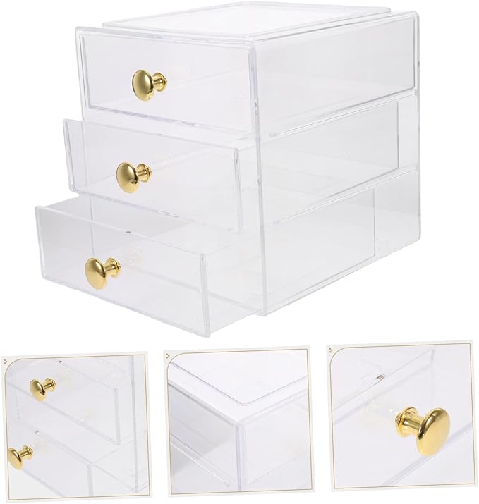 Plano Storage Box Makeup Organizer Desktop Storage Organizer Sturdy Gold Handle