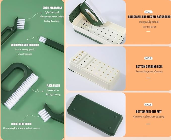 Gap Cleaning Brush Set Multifunction Groove Gap Cleaner Brush Handheld Household for Household Stoves Wall Corners Window Slots Cleaning Brushes Hard Bristles (Gap Brush Set)