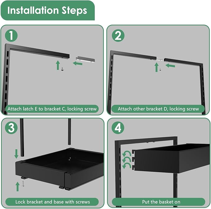 Expandable Under Sink Organizer, 2-Tier Under Cabinet Organizer, Height Adjustable Pull Out Rack for Kitchen Bathroom Laundry, Black, 1 Pack