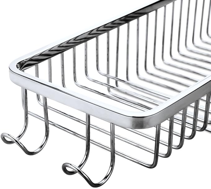 Wire Basket Wall Mount,Corner Shower Caddy 304 Stainless Steel,Bathroom Shower Organizer Soap Caddy,Polished Finish,Long Basket
