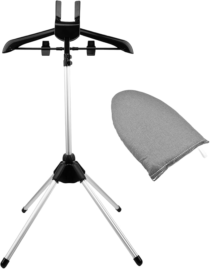 Portable Garment Steamer Hanger with Adjustable Rack, Mini Gray Ironing Board & Ironing Accessories, Handheld Steaming Rack for Clothes - Perfect for Travel & Home Use