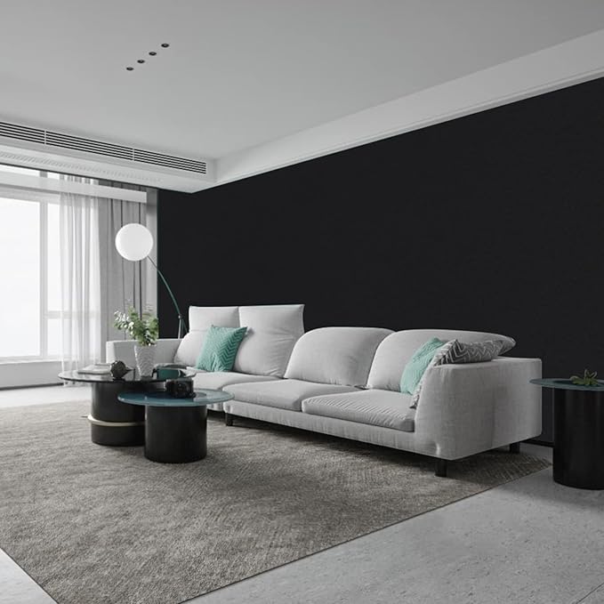 Black Contact Paper - 15.7 x 300 Inch Peel and Stick Wallpaper, Matte Black Wallpaper, Self Adhesive and Removable Decorative Contact Paper for Cabinets,Stand Liner, Table and Door Makeover Decor
