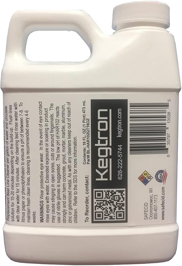 Acid Beer Line Cleaner 16 Fl Oz - Powerful & Safe Beer Stone Remover - Nontoxic & Biodegredable Draft System Cleanser