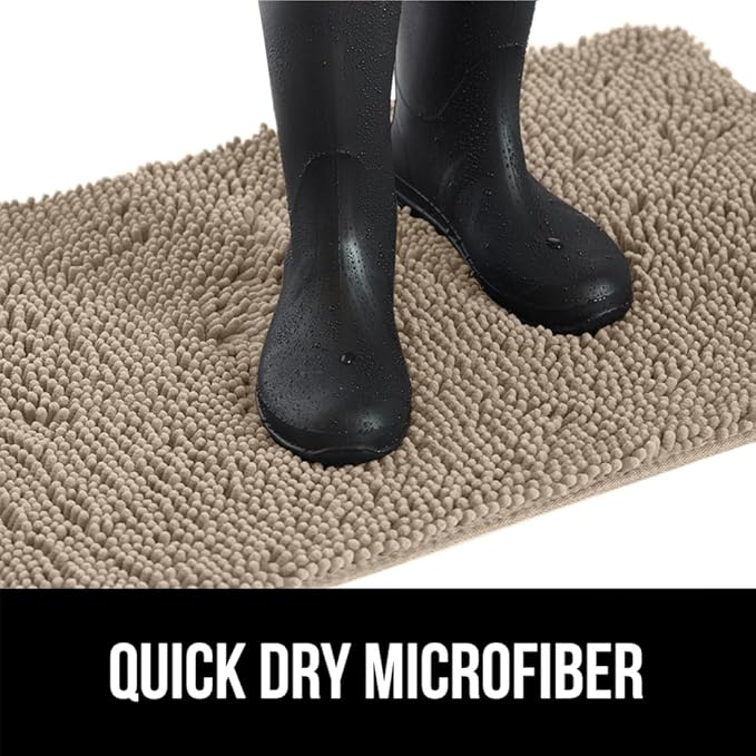 GORILLA GRIP SoakSTOPPER Dog Door Mat, 30x20 Machine Washable Rug Absorbent Doormat Captures Moisture Mud Dirt, Quick Dry Soft Chenille Entryway Rugs Indoor Entrance Mats for Dog Paws, Beige